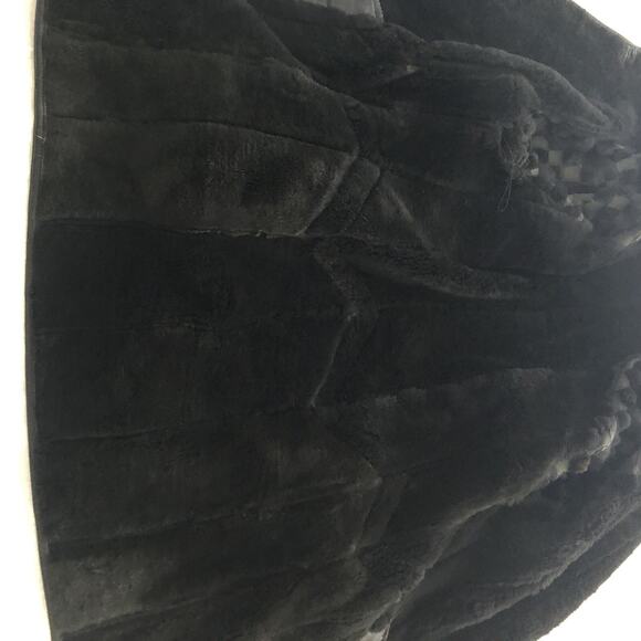 Toppolino Black Coat Fine Leatherwear Shearling Lined XS Checkered Vintage - Picture 8 of 12